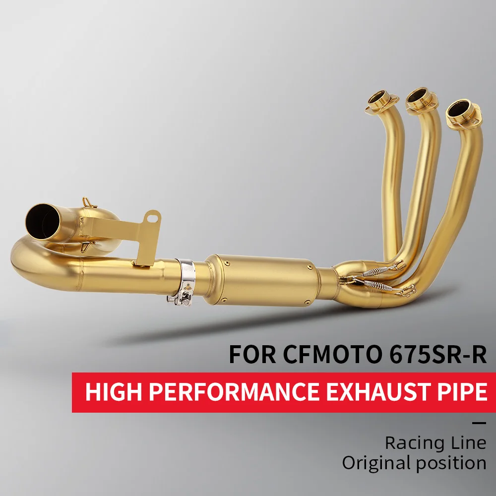 FOR CFMOTO 675SRR exhaust, 675SR full exhaust, 675SR-R golden exhaust, bottom exhaust system, 675SR racing exhaust