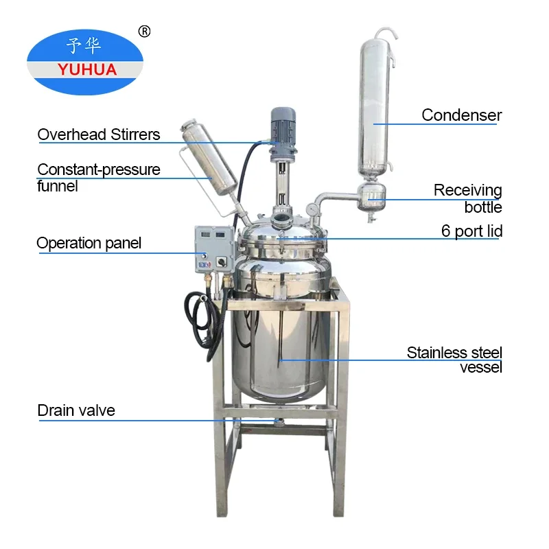 Yuhua parr stainless steel chemical jacketed reactor batch industrial with jacket