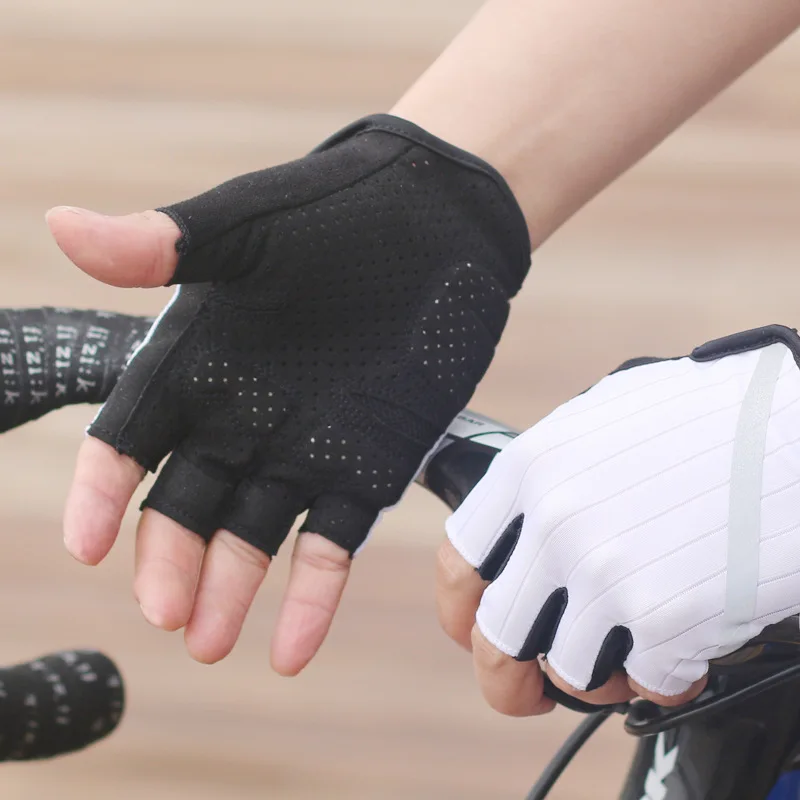 Guantes reflectantes de medio dedo para montar en bicicleta, guantes de equipo DH transpirables con absorción de impacto para verano y exteriores