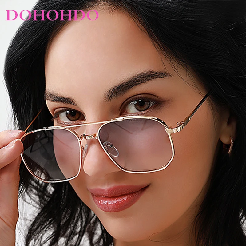 

2025 Popular Metal Twin Bridge Pilot Women Sunglasses Vintage Luxury Big Frame Men Shades Travel Driving Sunglasses Ladies UV400