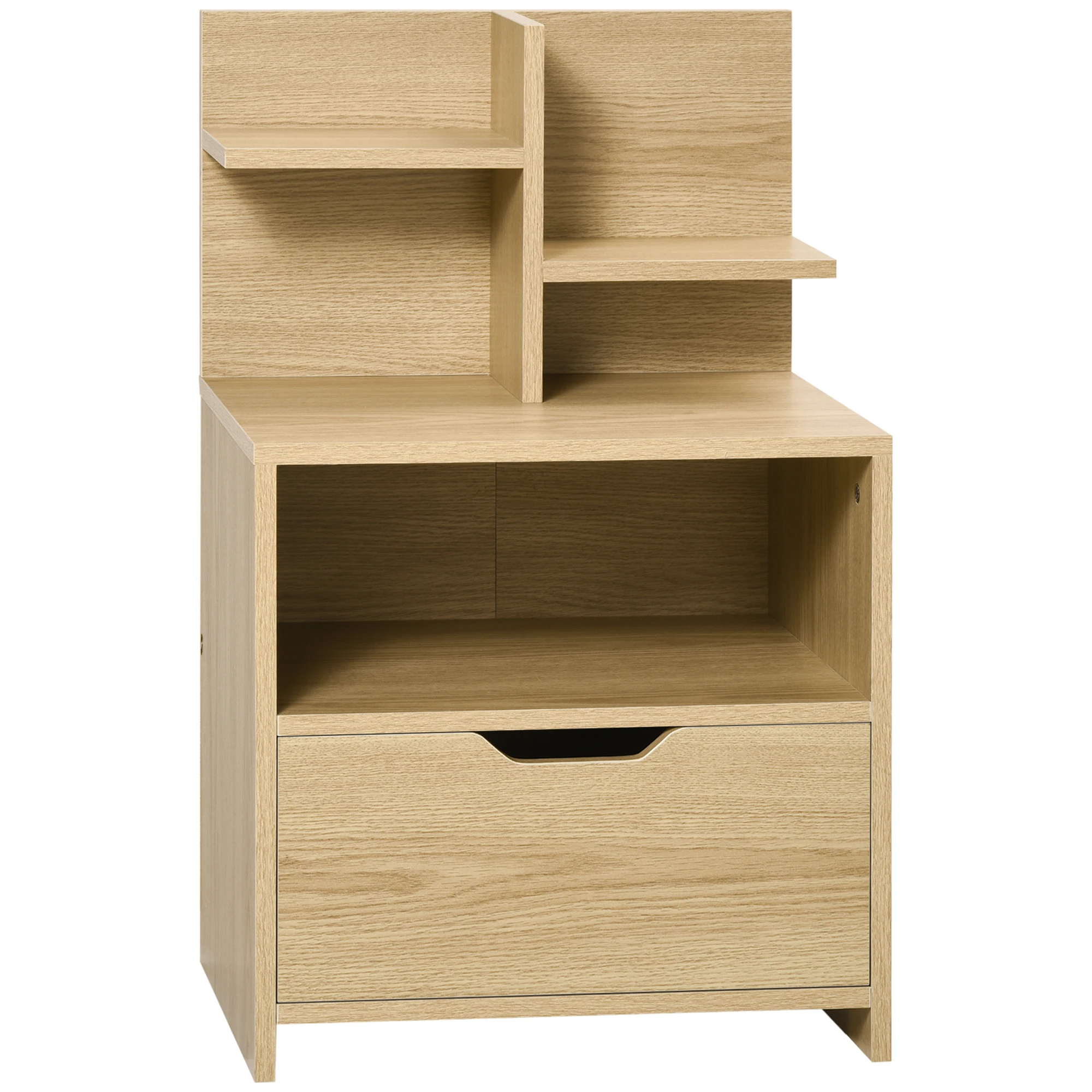 HOMCOM Mesita de Noche con Cajón y Estantes de Almacenamiento 45x35x73cm Natural