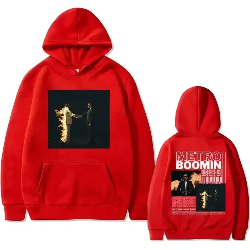 

Men Hip Hop Oversized Sweatshirts Male Vintage Hoodies Streetwear Rapper Metro Boomin Heroes Villains Music Album Print Hoodie