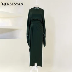 Nersesyan Dubai Beading Formal Evening Dresses High Neck Glitter Pleats Prom Dress Long 2024 Wedding Party Gowns For Occasional