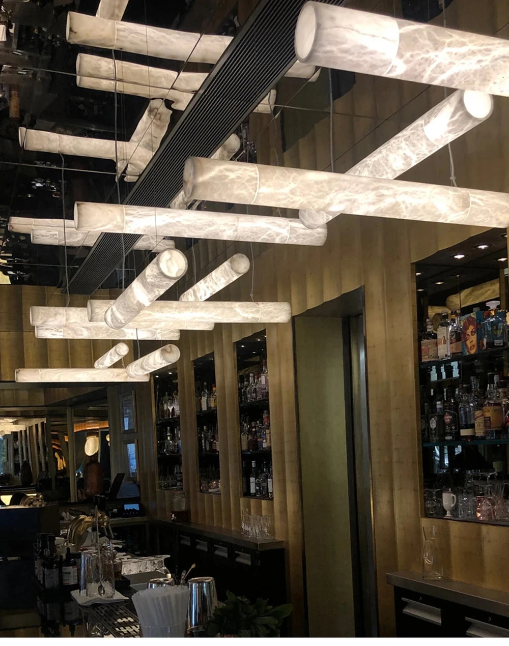 Dimmable LED Marble Art Gold Chrome Ceiling Pendant Lights