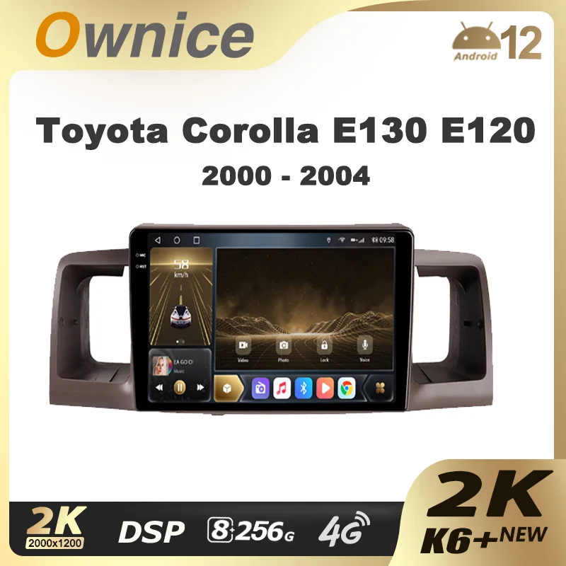 Ownice K6+ 2K For Toyota Corolla E120 E130 2000 - 2004 Car Radio Navigation Video Stereo Navi Player GPS Android 12 No 2 din dvd