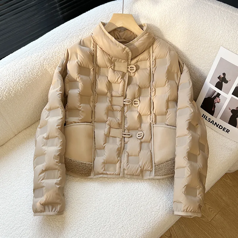 2025년 가을/겨울 신상 여성 숏 다운 재킷, 패치 포켓 싱글 버튼 다용도 아우터