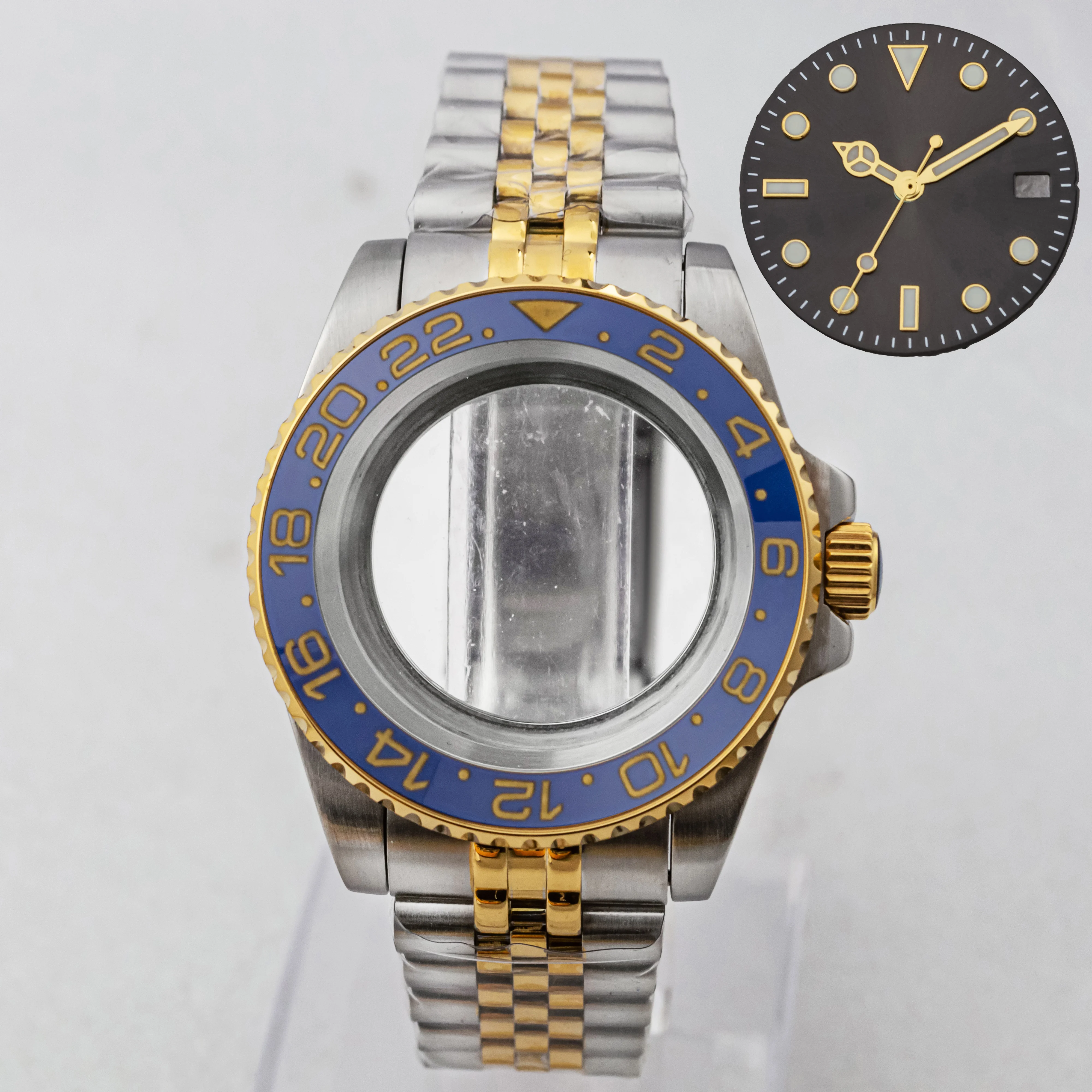 SUB GMT Case NH35 Watch 10ATM Waterproof Sapphire Glass Strap Dial Pointers Suitable for NH34 NH35 NH36 Automatic Movement