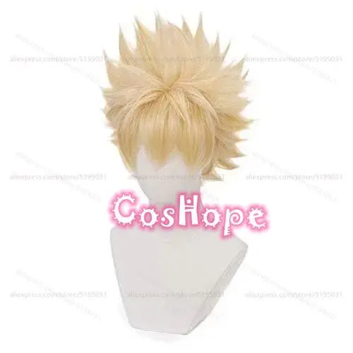 MHA Bakugou Katsuki Parrucca Cosplay Uomo Breve Soffice Luce Dorata Parrucca Cosplay Anime Parrucche Cosplay Parrucche Sintetiche Resistenti al Calore