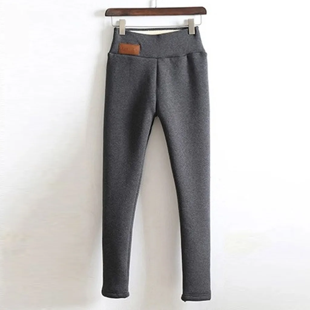 Winter Women Leggings Solid Warm Leggings Thicken Lambwool Hight Waist Fleece Keep Butt Lift High Stretchy Walking Pants