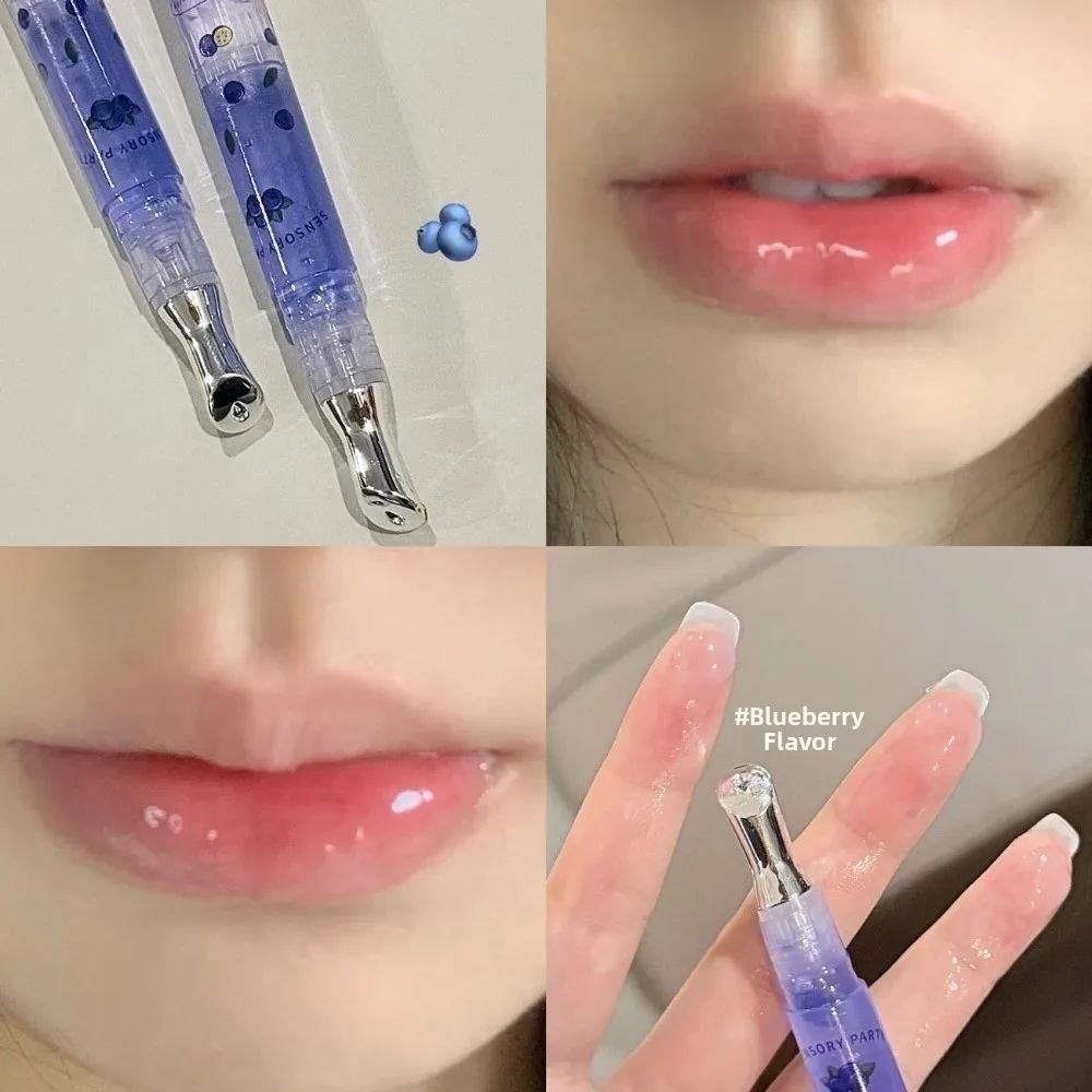 New Fruit Flavor Mirror Lip Gloss Hydrating Non-stick Cup Peach Lip Oil Primer Water Clear Long Lasting Lip Balm Lip Makeup