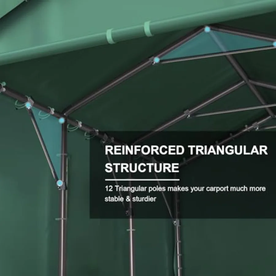 Carport, 10x20FT Heavy Duty Portable Garage Car Canopy with Sidewalls, GEN