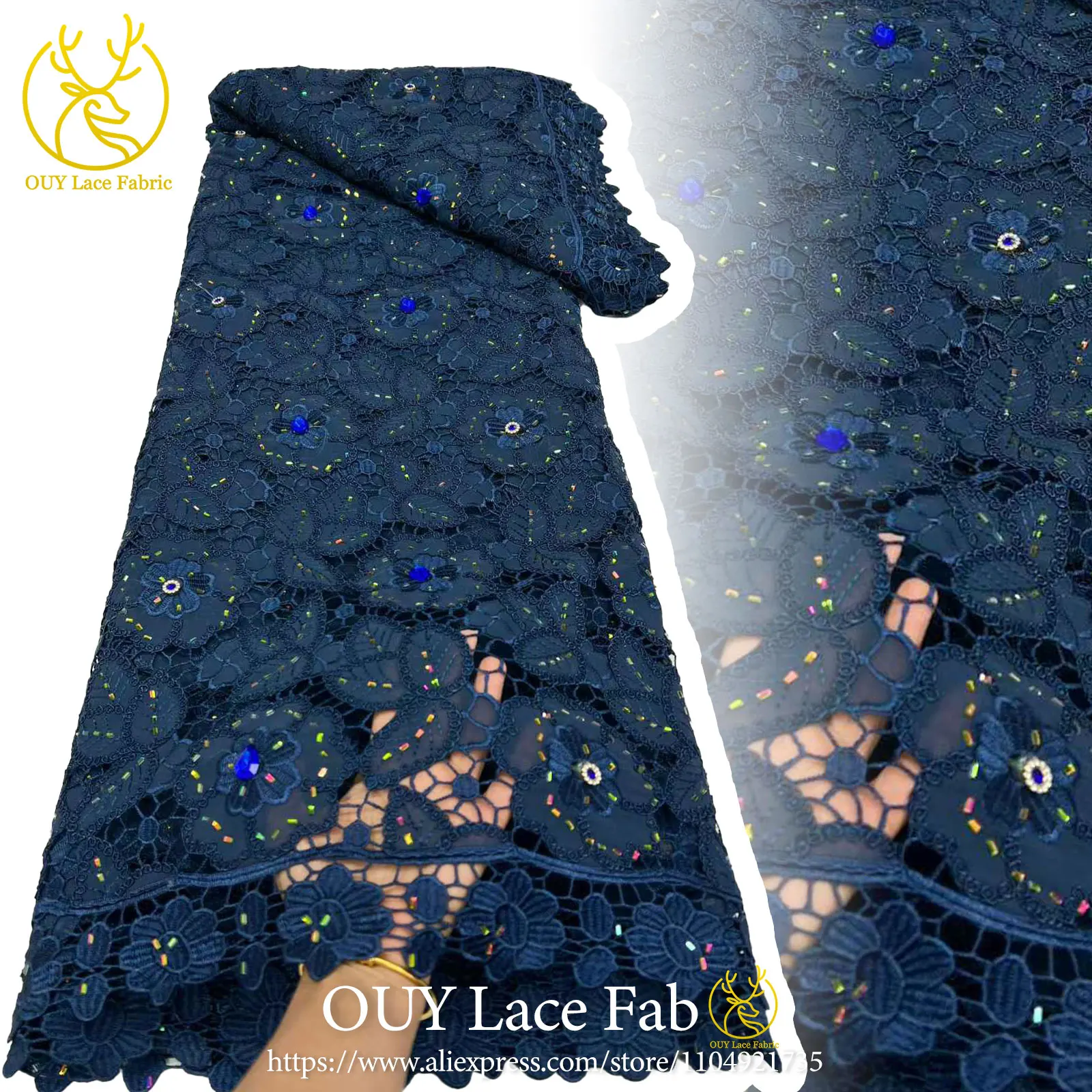 

Новейшая африканская кружевная ткань с гипюровым камнем, 2026, швейцарский нигерийский кружевной шнур, вышитая кружевная ткань, подходит для вечерних платьев