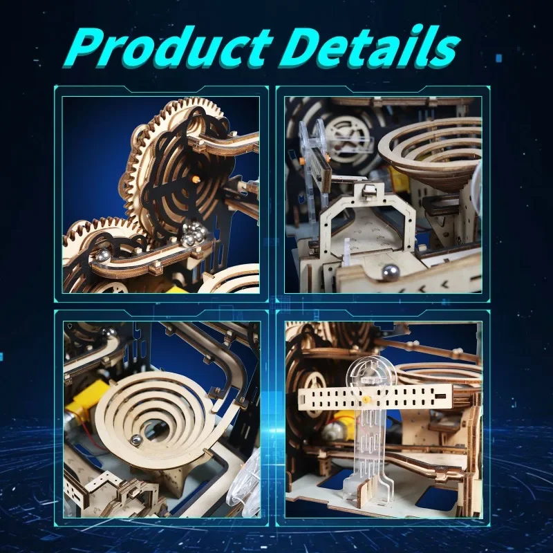 DIY 수제 전기 3D 나무 구슬 런 퍼즐 모델 키트 배터리 없음 두뇌 자극 크리스마스 선물 교육용 장난감 어린이 성인용