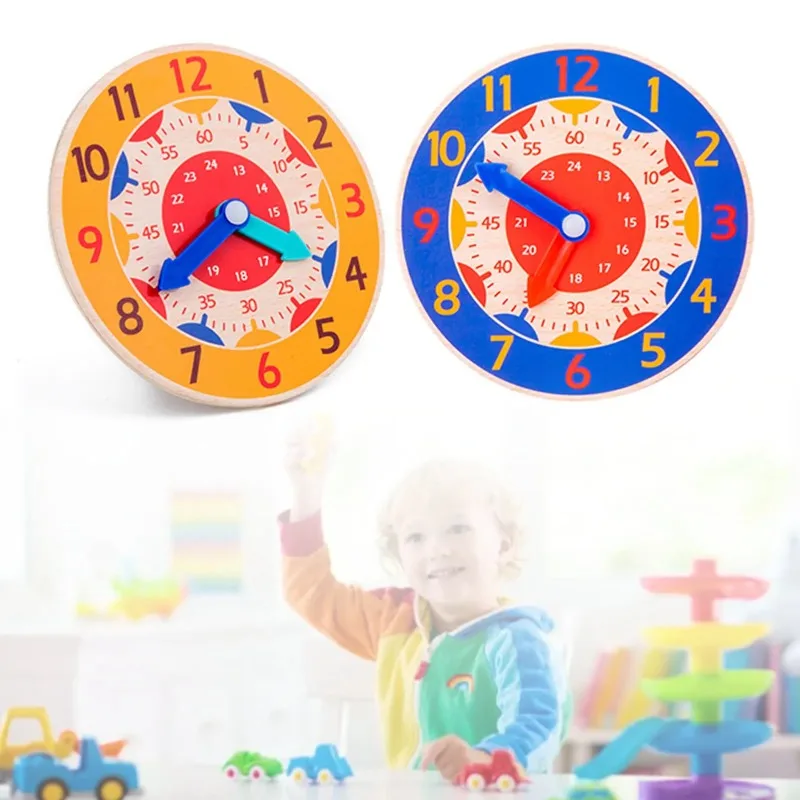 Wooden Educational Number Clock Toy for Kids Early Learning Time Recognition Cognitive Development Preschool Teaching Tool