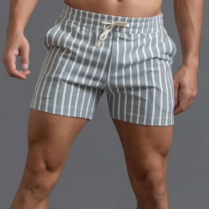

Men Clothing 2025 New Cotton Sports Shorts Men's Quarter Pants Vertical Stripe Couple Pants Fitness Running Casual Mens Shorts