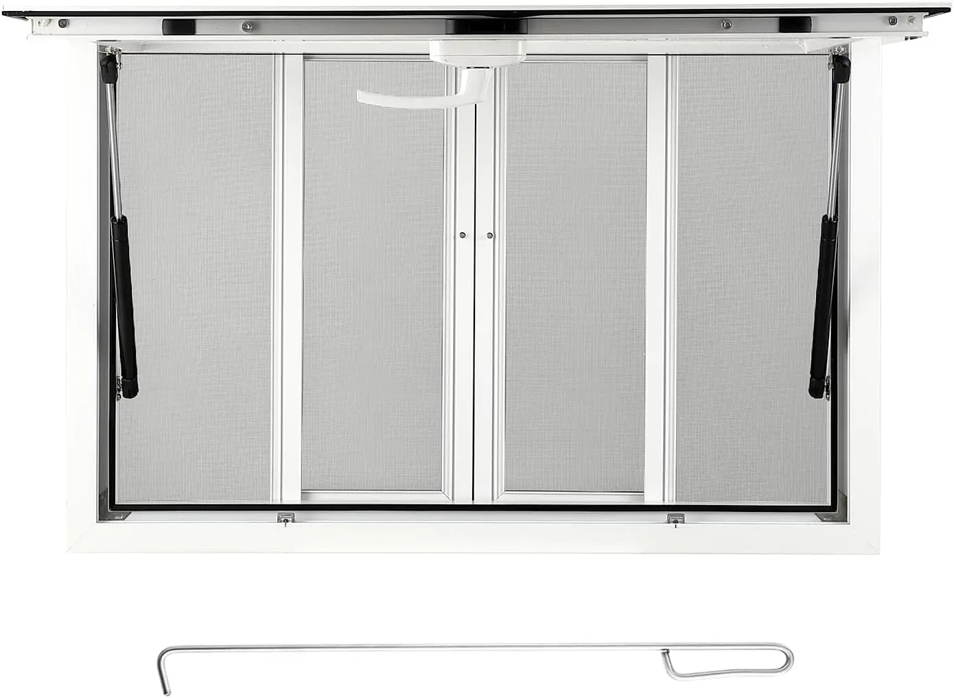 Concessievenster 60 "X 36"", aluminium voedselvrachtwagen servicevenster met 4 horizontale schuiframen, luifel en sleephaak,