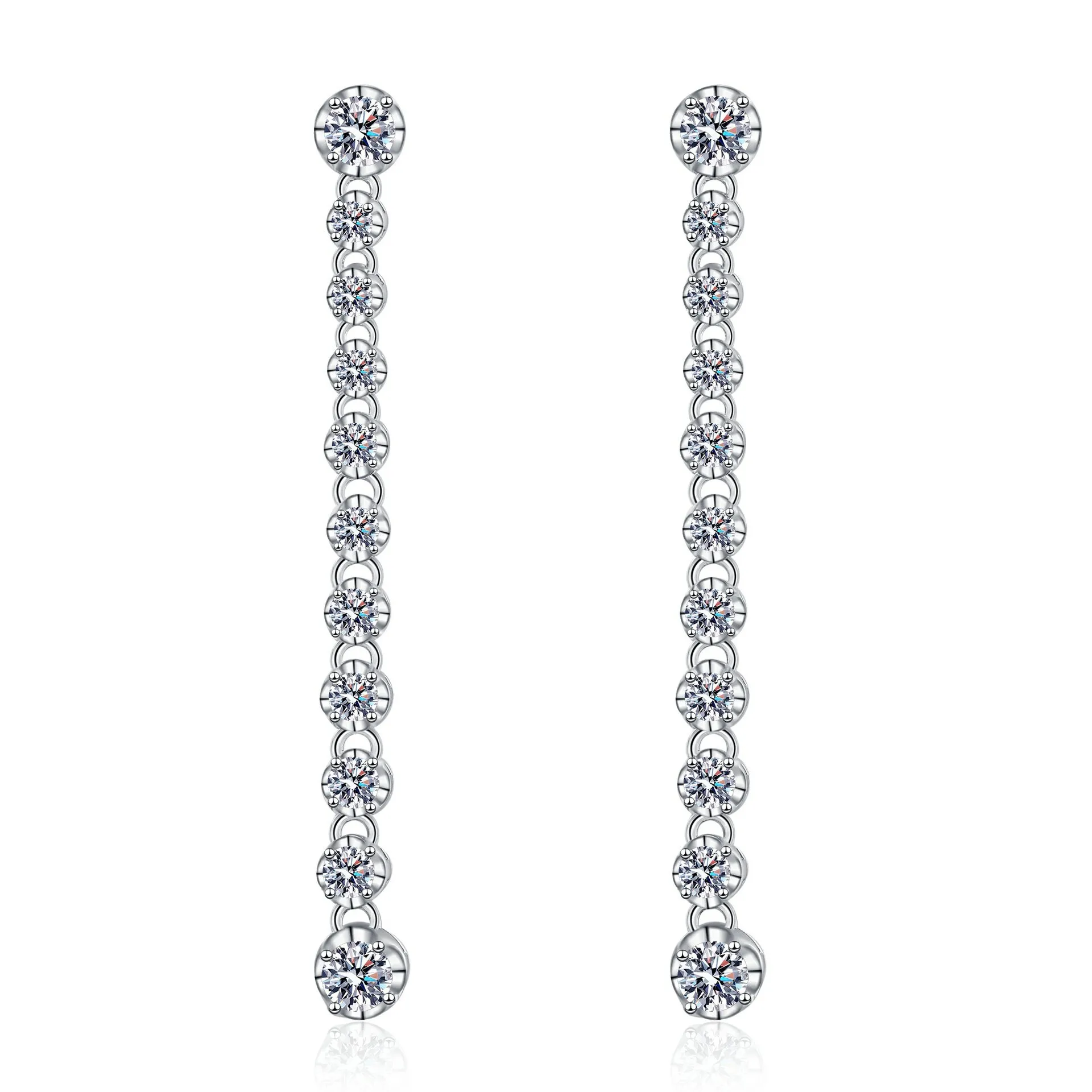 Butterflykiss Moissanite 925 Sterling Silver Earrings Fringed Long Row Earrings Engagement Fine Jewelry Luxury High-end Design