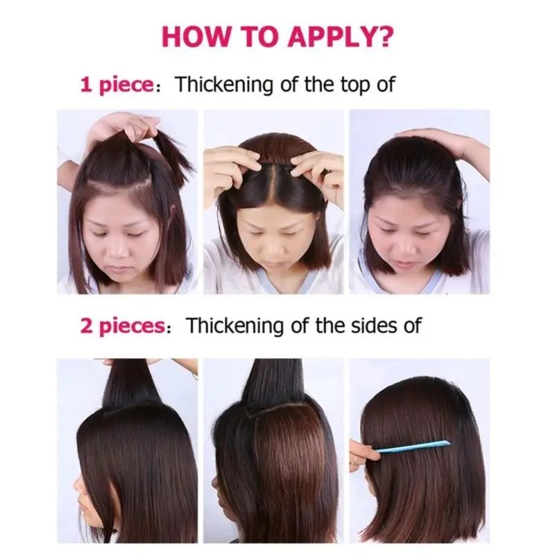 MRSHAIR Clip per capelli umani veri nelle estensioni Invisibili e senza cuciture Aggiungi volume superiore/laterale per capelli corti 10-30 cm # 02 Parrucchino