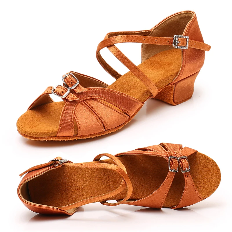 

New children's dance shoes tango modern dance performance shoes girls ladies ballroom tango jazz sandals 3.5cm low heel