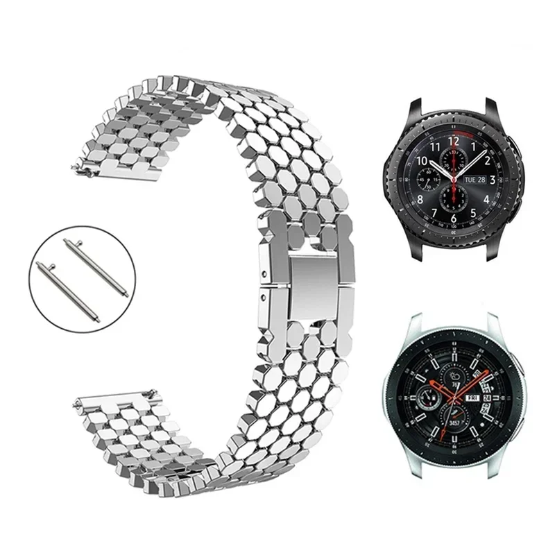 Correa de acero inoxidable para Samsung Galaxy Watch 3, pulsera de 45mm, Gear S3 Active 2, Huawei Watch Amazfit, 22mm, 20mm