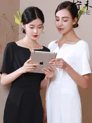 2023 Summer New High Quality Beauty Salon Dress Beautician Work Clothes Foot Bath Health Hall Technician SPA Dress Free Shipping
