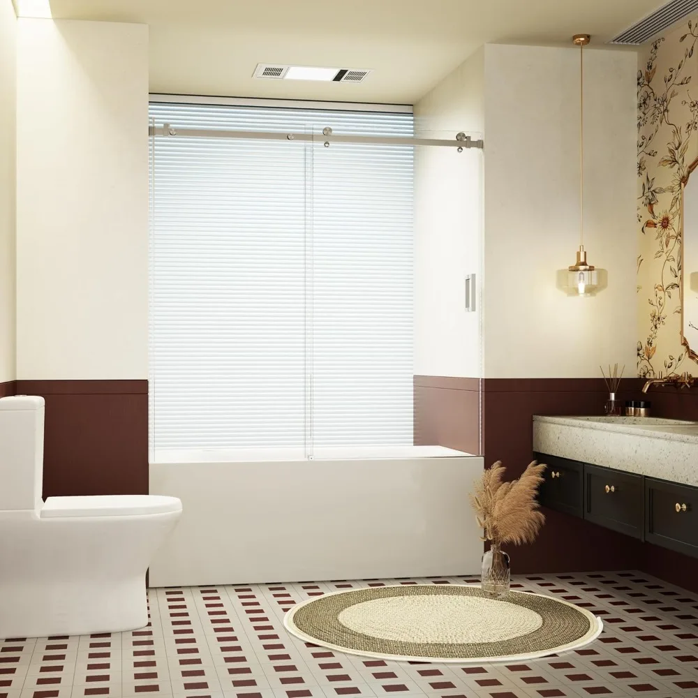 

56-60" W * 60" H Bathtub Sliding Shower Doors,Shower Screen,Bathtub Frameless Single Sliding Shower Doors, Bathroom Glass Shower