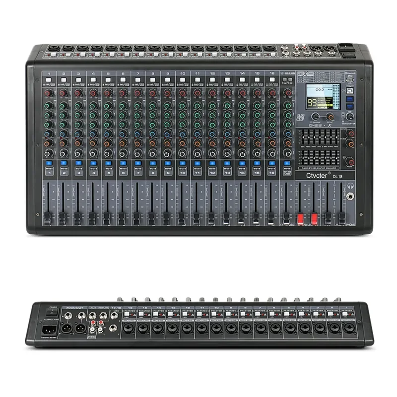 for Professional Mixer 18 Channel 24 Road Stage Performance Bar Outdoor Wedding Meeting OTG Bluetooth Reverb Console