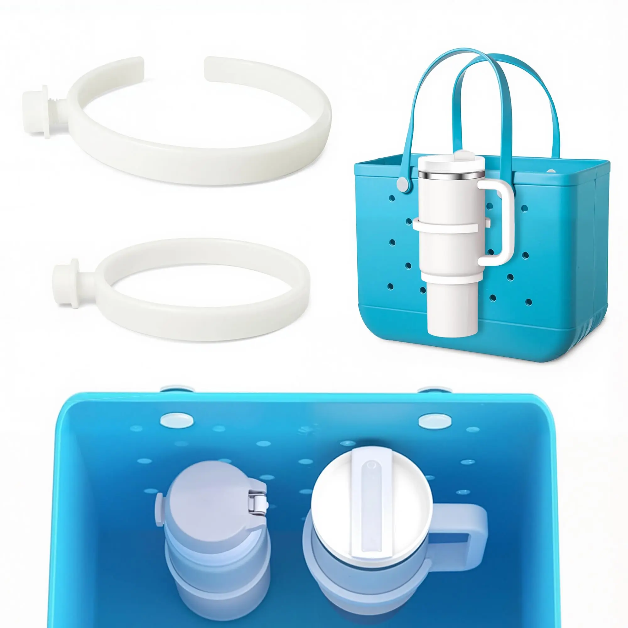 

Beach Bag Cup Holder Compatible with Bogg Bag 2 Pack Cup Holder Insert Drink Holder Attachment Compatible with Bogg Bags