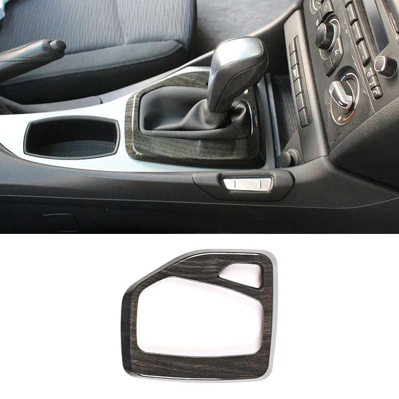 ABS Car Control Gear Shift Panel Cover Gear Shift Panel Frame Trim For BMW X1 E84 2010-2013 Black Wood Grain LHD Accessories