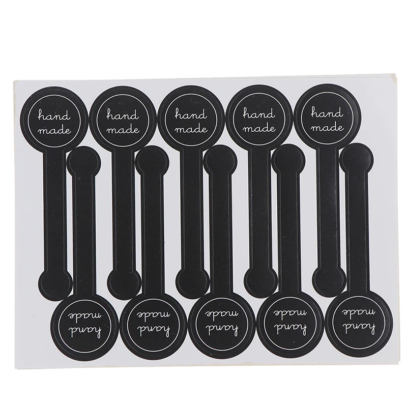 100Pcs Handmade Packaging Sealing Sticker Labels Long Style Black Handmade Cake Packaging Sealing Label Kraft Sticker Baking