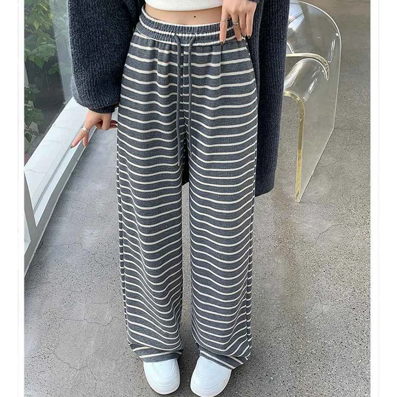 Spring and Autumn Thick Corduroy Casual Pants for Women, Loose and Versatile, Grey Casual Pants, Ins Floor Pants