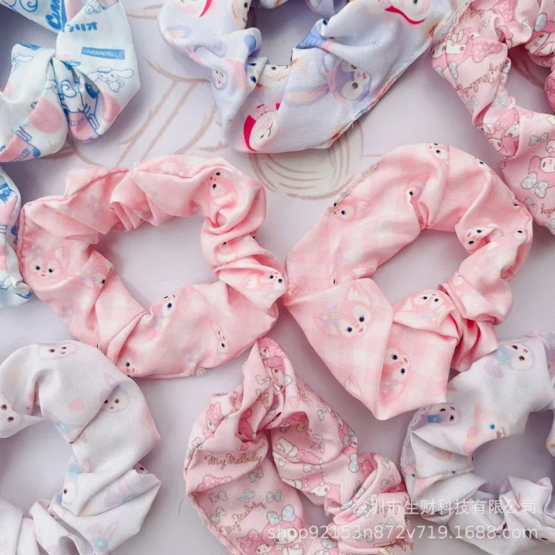 Kawaii Cinnamoroll My Melody Anime Sweet Large Intestine Hair Band Sanrio Girls Rope Ponytail High Elastic Headband Accessories