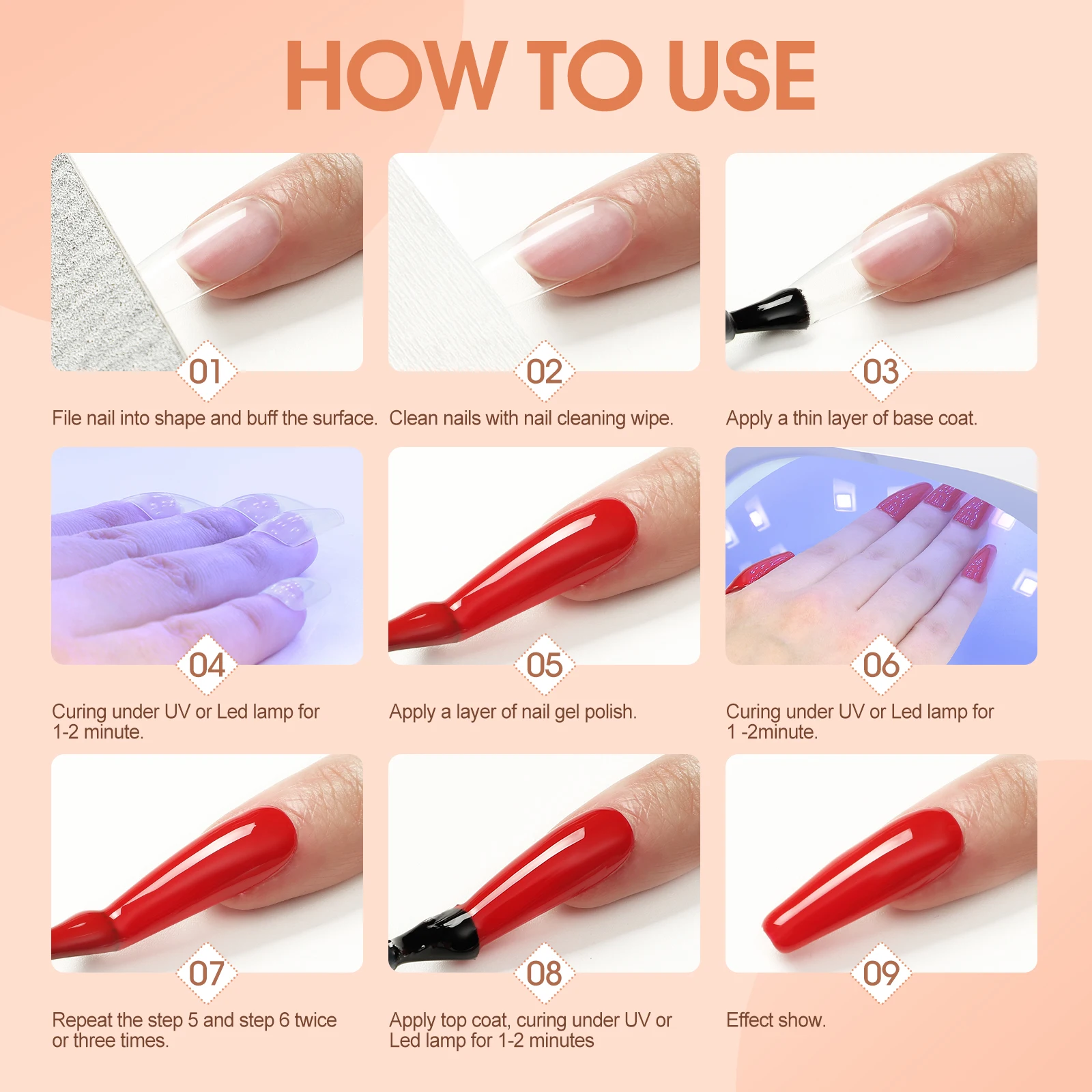 Coscelia Soak Off Nail Gel Polonês Conjunto Vermelho Amarelo Azul Gel Unha Polonês, Base Top Coat, Lâmpada UV, Suprimentos de Unhas para Mulheres DIY Salon