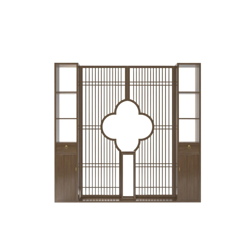 New Chinese-style integrated partition living room fence grille block modern solid wood screen entrance cabinet - large cabinet