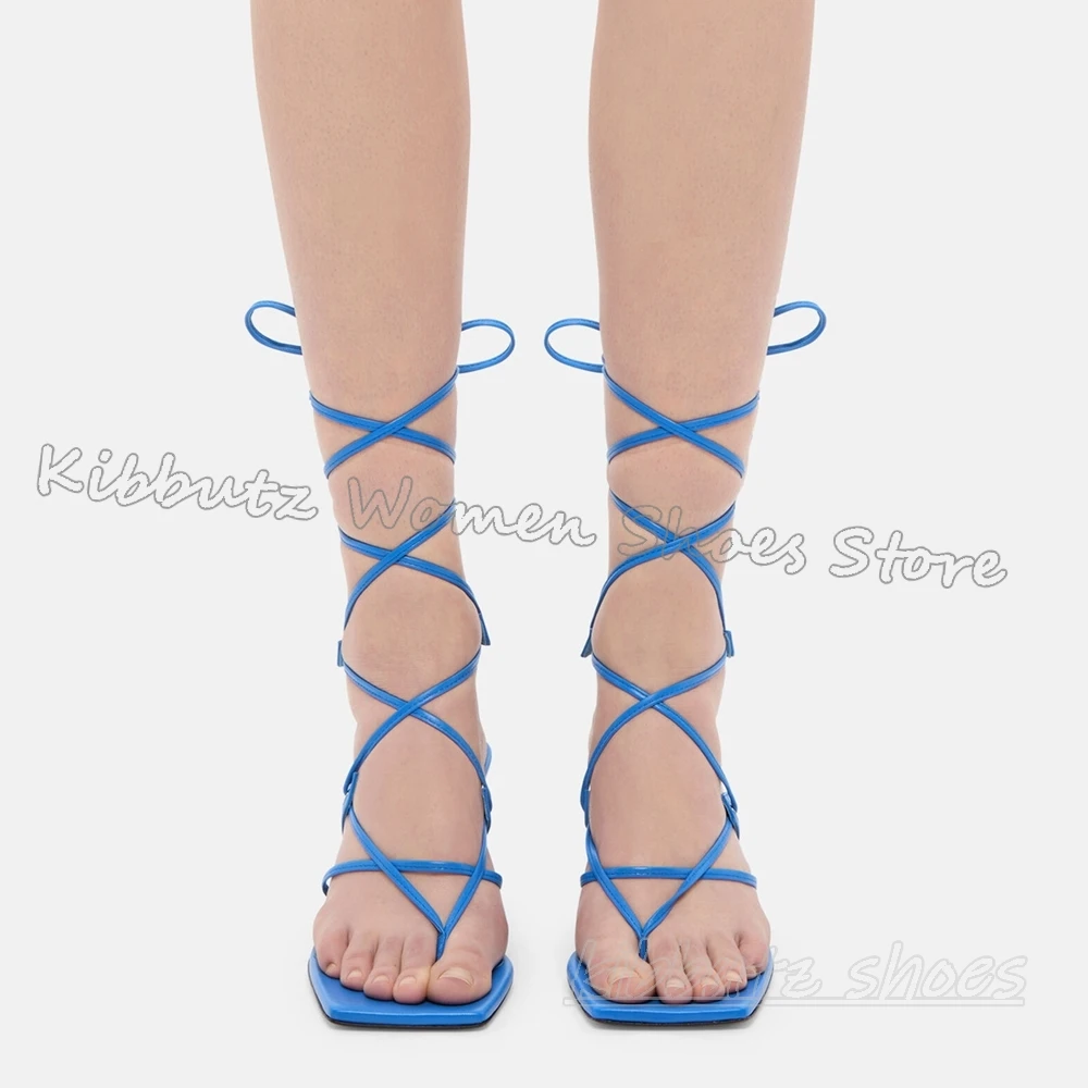 Strange Heels Lace-Up Sandals Cross Strap Solid Color Square Clip-Toe Fashion Novelty Elegant Luxury Sexy Party Women Shoes New