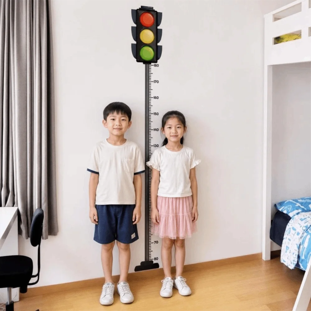 Traffic Light Height Chart Wall Sticker Peel and Stick Wall Mounted Kids Growth Chart Decal Removable Growth Measuring Tool