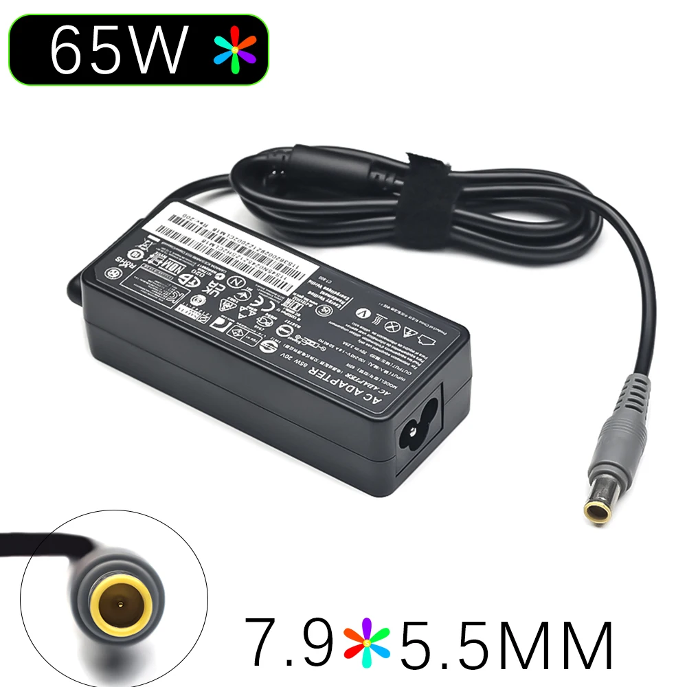 

20V 3.25A 65W 7.9*5.5mm 8 pin AC Laptop Adapter For Lenovo IBM C100 C200 N200 X200 X300 R400 R500 T410 T510 V100 V200 Charger