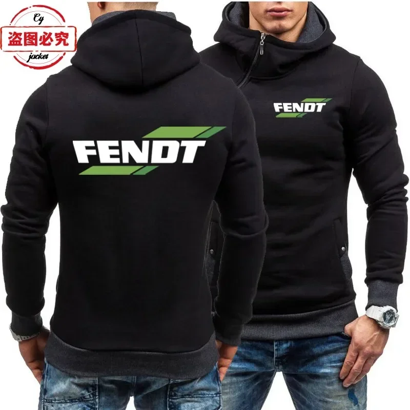 Fendt Tractor Logo Printed Team Uniform Workwear Long Sleeved Jacket Men's Casual Zipper Hooded Jacket European Sizes