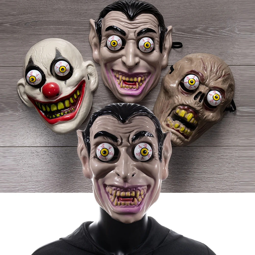 Vampire Zombine Clown Skull Mask Cosplay Plastic Moveable Eyes Joker Masks Halloween Carnival Party Costume Props