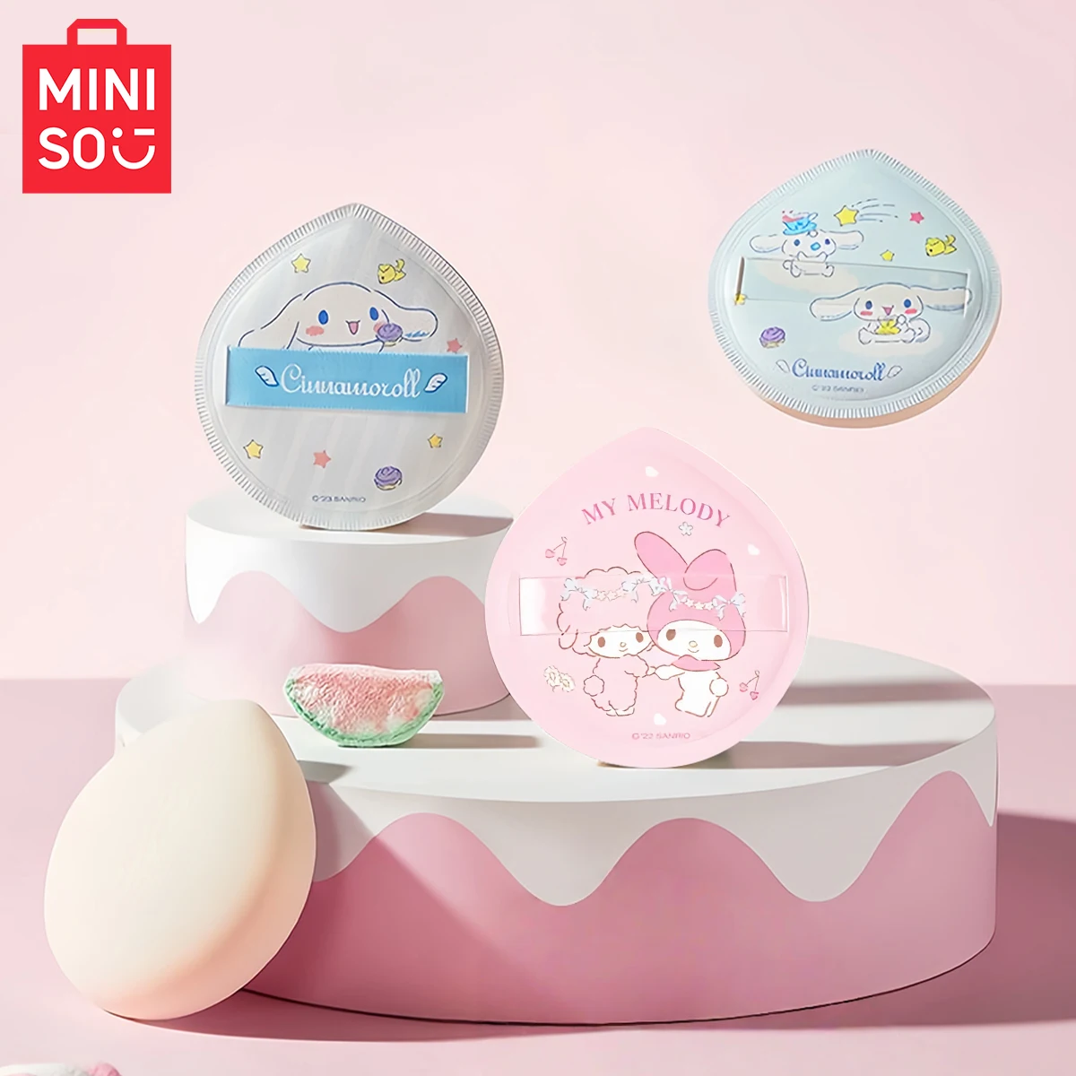 MINISO Super Large Cotton Candy Luchtkussen Poederdons 2-pack - Opbergdoos Duurzaam en gemakkelijk aan te brengen make-up