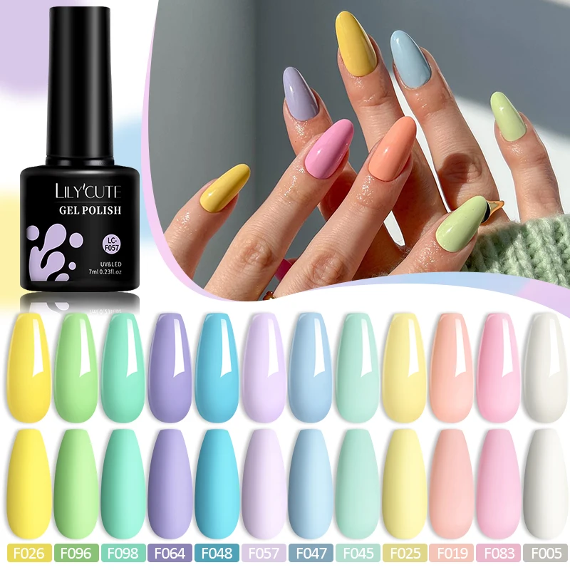 Lilycute น้ำยาทาเล็บเจลมาการอง7มล. สีลูกกวาดสีทาเล็บ Vernis กึ่งถาวร UV แอลอีดีแช่น้ำยาทาเล็บเจลเคลือบเงาด้านบนแบบทำมือ