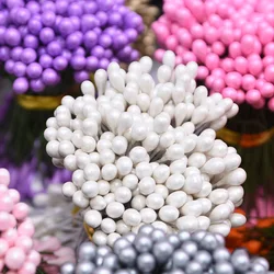 130pcs 3mm Double Heads Pearl Stamen Pistils DIY Artificial Flower Materials Scrapbooking Crafts Cake Decoration Floral Bead