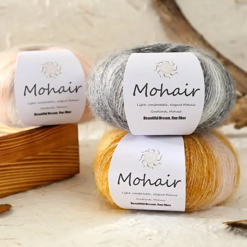 10Pcs colorful gradual change hand dyed mohair 25g handmade DIY knitted sweater hat scarf thread wool ball wholesale