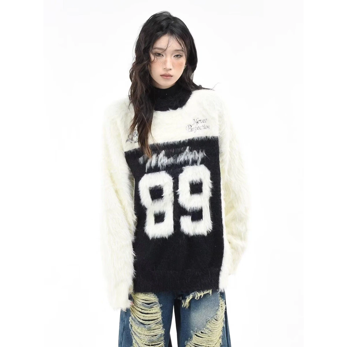 

Autumn Winter New Sle Lazy Sweet Japanese Cartoon Rabbit Women's Loose Long Sve Knitted Sweater Soft Cozy Trendy Top