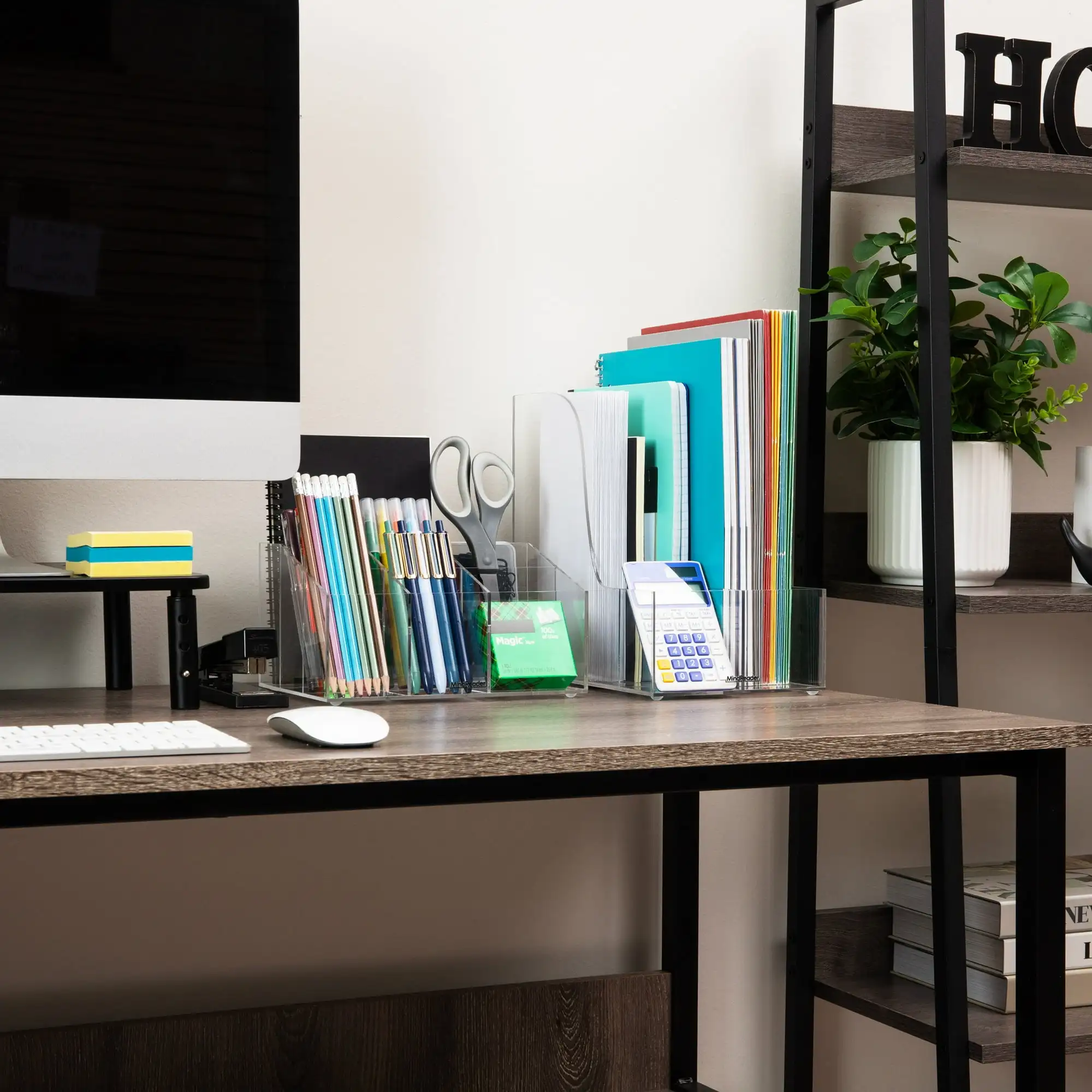 

Mind Reader Vertical File Storage, Desktop Organizer, Magazine Holder, 6"L x 11"W x 9.75"H, Clear