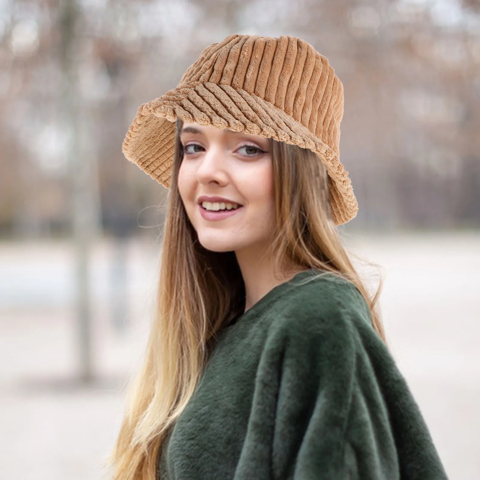 

Warm Corduroy Bucket Hat for Women Soft Fall Fisherman Cap Stylish Vintage Lightweight Hat All-Match Outdoor Sun Blocking
