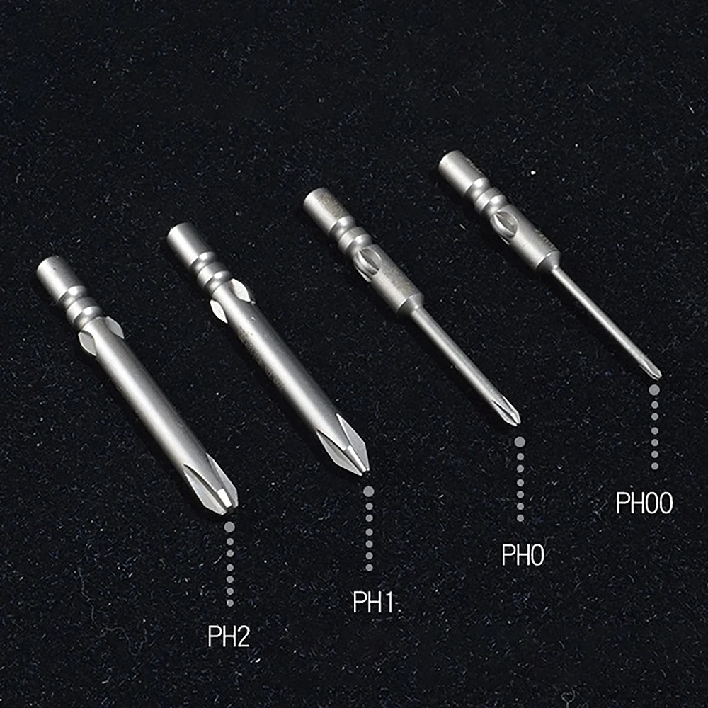 5pcs Phillips Screwdriver Bit PH00 PH0 PH1 PH2 Magnetic 4mm Round Shank S2 Steel 60/100mm Length Electric Bit Repair Tool