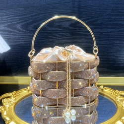 handmade Rhinestones Evening clutch Bag Purses and handbag luxury Designer shoulder bag Shiny Crystal Clutch purse bucket bag