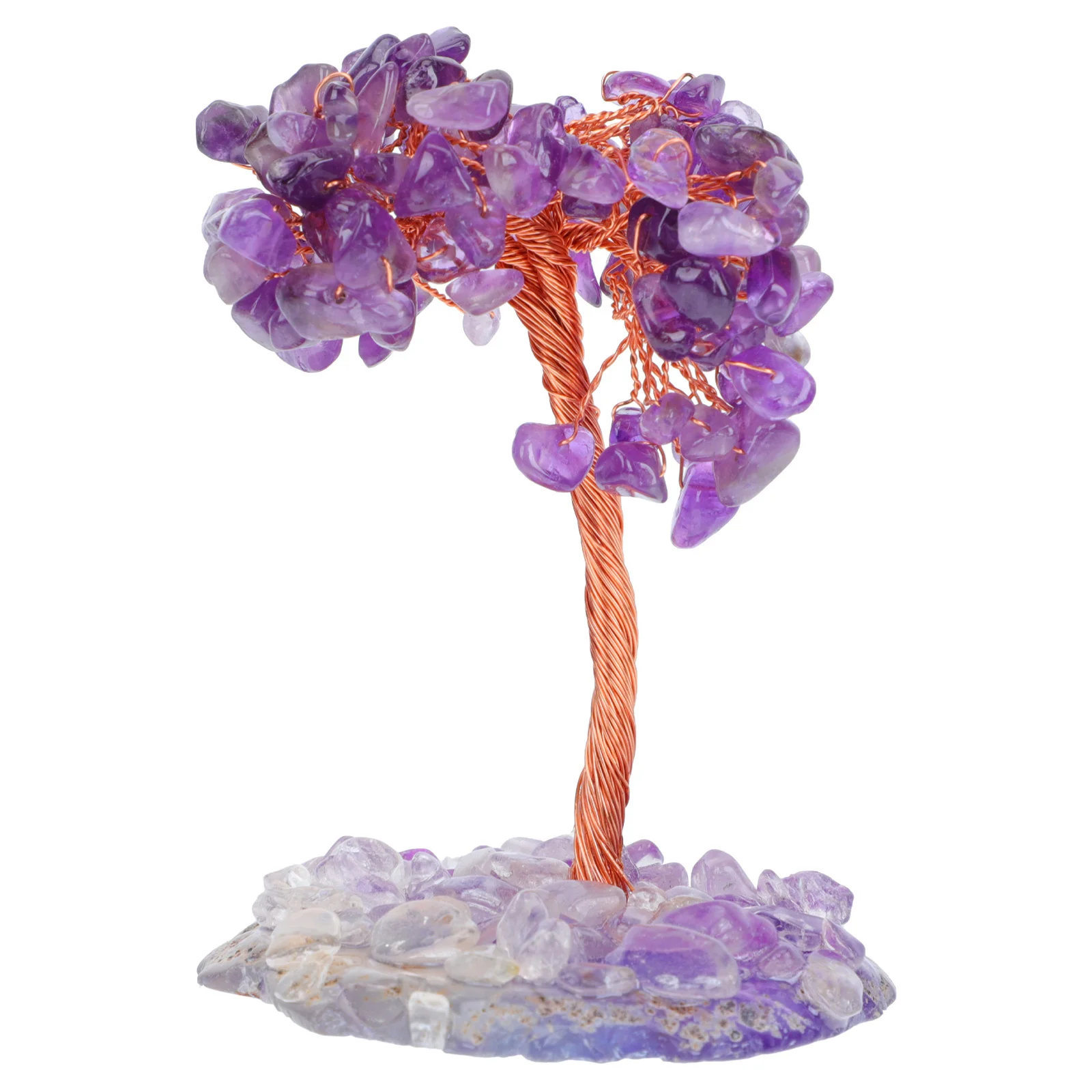 

1pc Amethyst Crushed Stone Wire Wound Life Tree Purple Crystal Decor For Home Office Desktop Elegant Crystal Craft Ornament