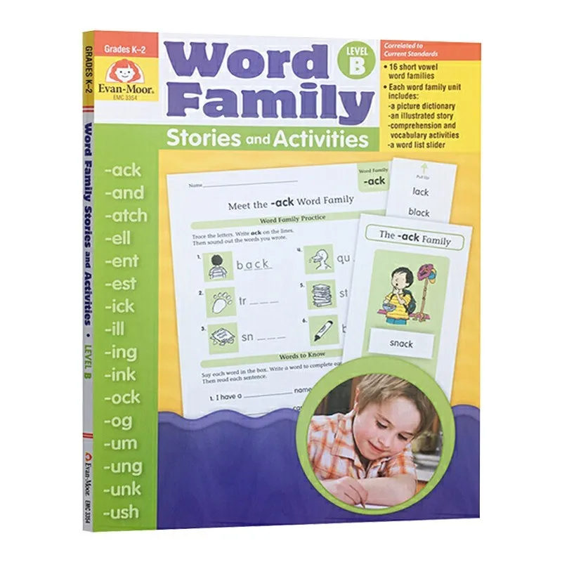 

Evan-Moor Word Family Stories & Activities, Level B Workbook,aged 6 7 8 9, English book 9781596731684